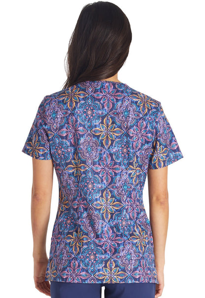 One In A Medallion Cherokee Print V Neck Scrub Top CK678 OIAM - Scrubs Select