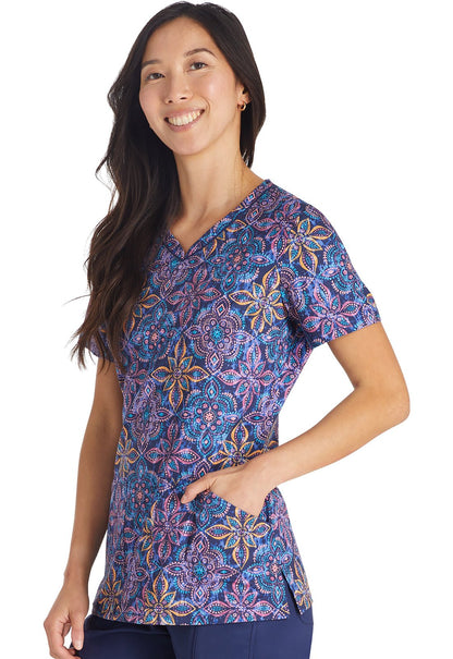 One In A Medallion Cherokee Print V Neck Scrub Top CK678 OIAM - Scrubs Select