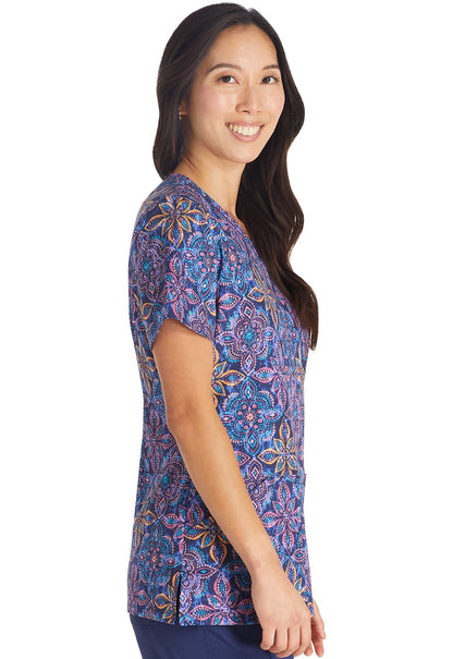 One In A Medallion Cherokee Print V Neck Scrub Top CK678 OIAM - Scrubs Select