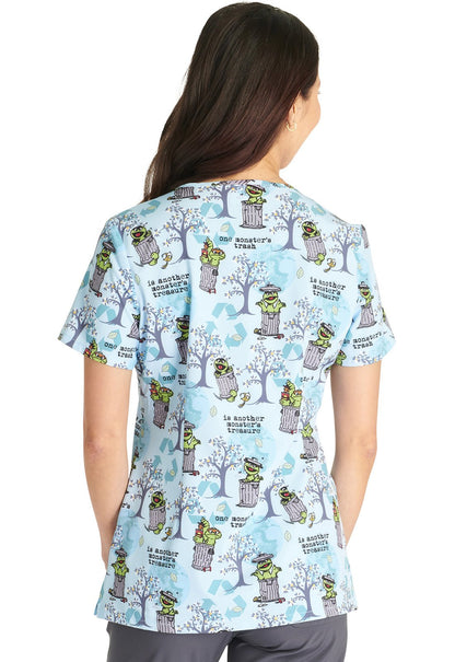 Oscar Cherokee Tooniforms Sesame Street V Neck Scrub Top TF671 SWCL - Scrubs Select