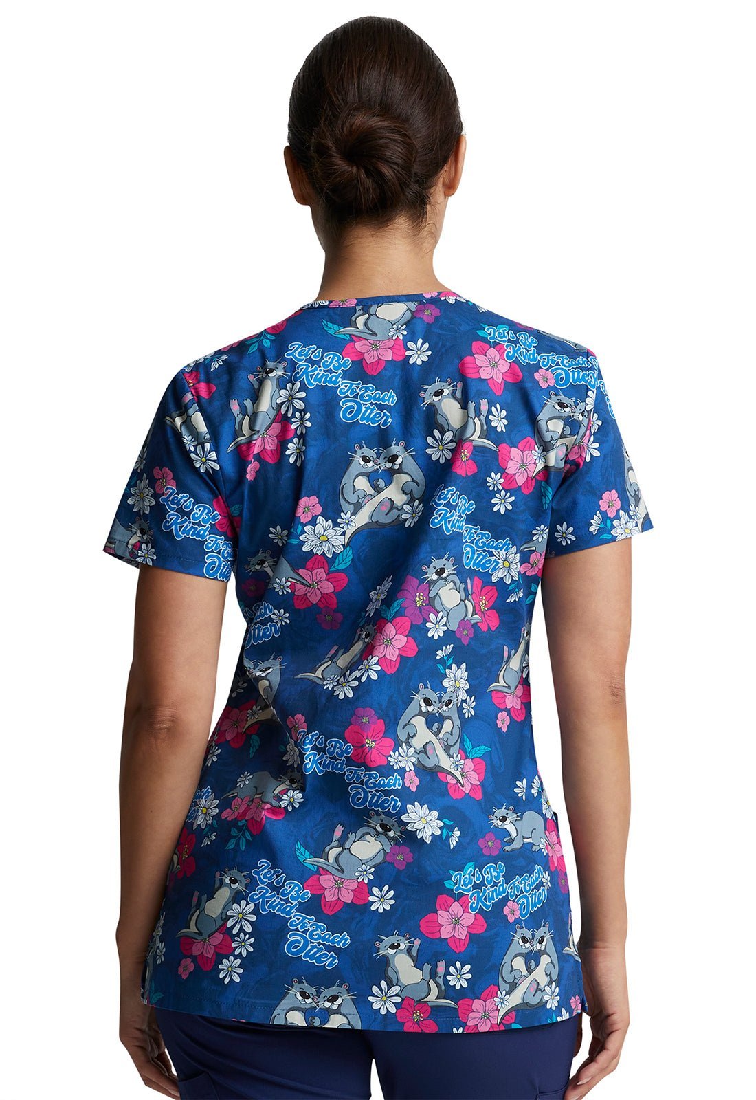 Otter Dickies EDS Print V Neck Scrub Top DK704 BIEO - Scrubs Select