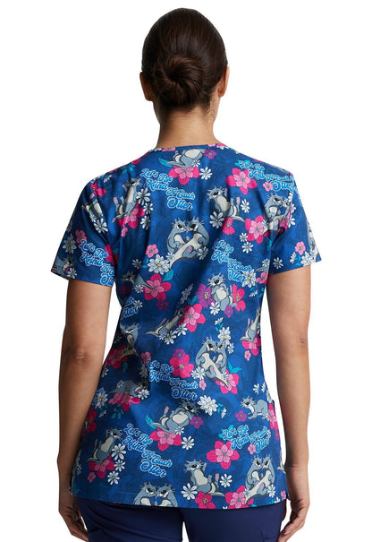 Otter Dickies EDS Print V Neck Scrub Top DK704 BIEO - Scrubs Select