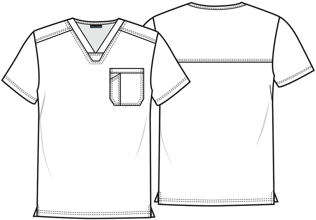 Outdoor Print Cherokee Scrubs Men's V Neck Top CK692 ODLF - Scrubs Select