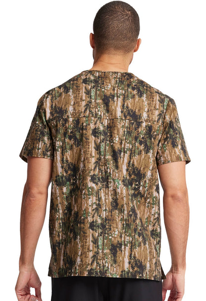 Outdoor Print Cherokee Scrubs Men's V Neck Top CK692 ODLF - Scrubs Select
