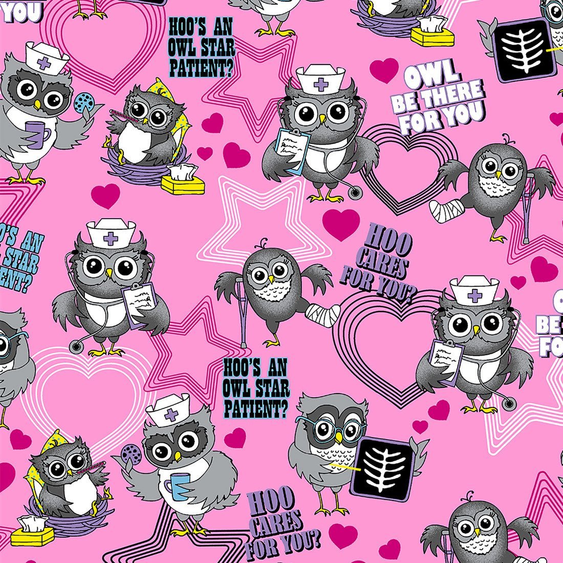 Owl Nurse Dickies EDS Print V Neck Scrub Top DK717 HOCU - Scrubs Select