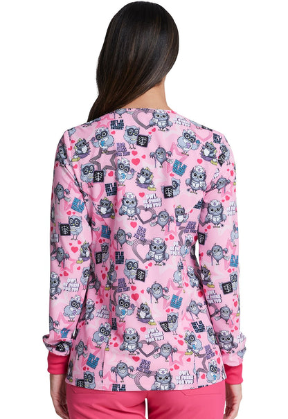 Owl Nurse Dickies Print Snap Front Scrub Jacket DK309 HOCU - Scrubs Select