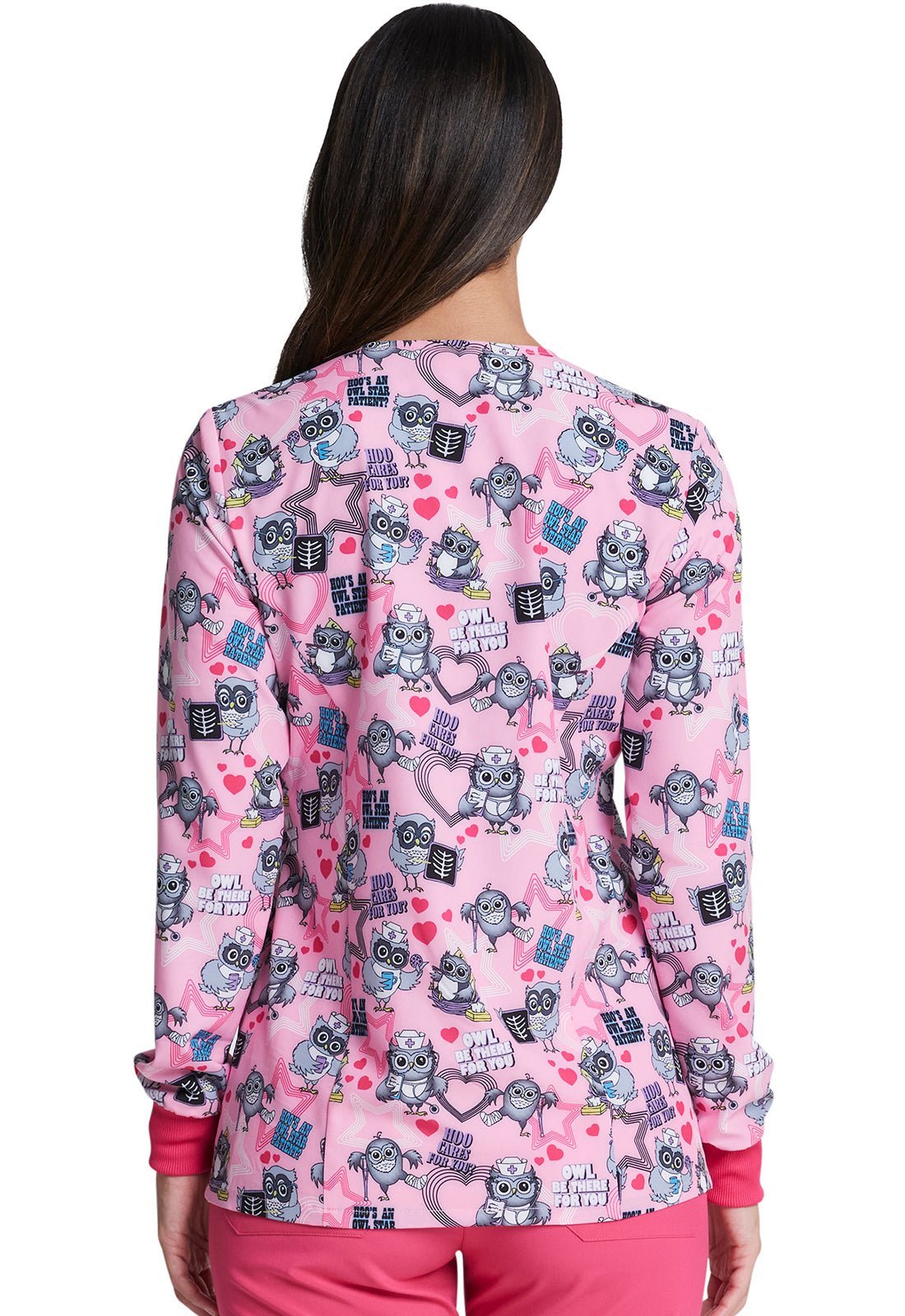Owl Nurse Dickies Print Snap Front Scrub Jacket DK309 HOCU - Scrubs Select