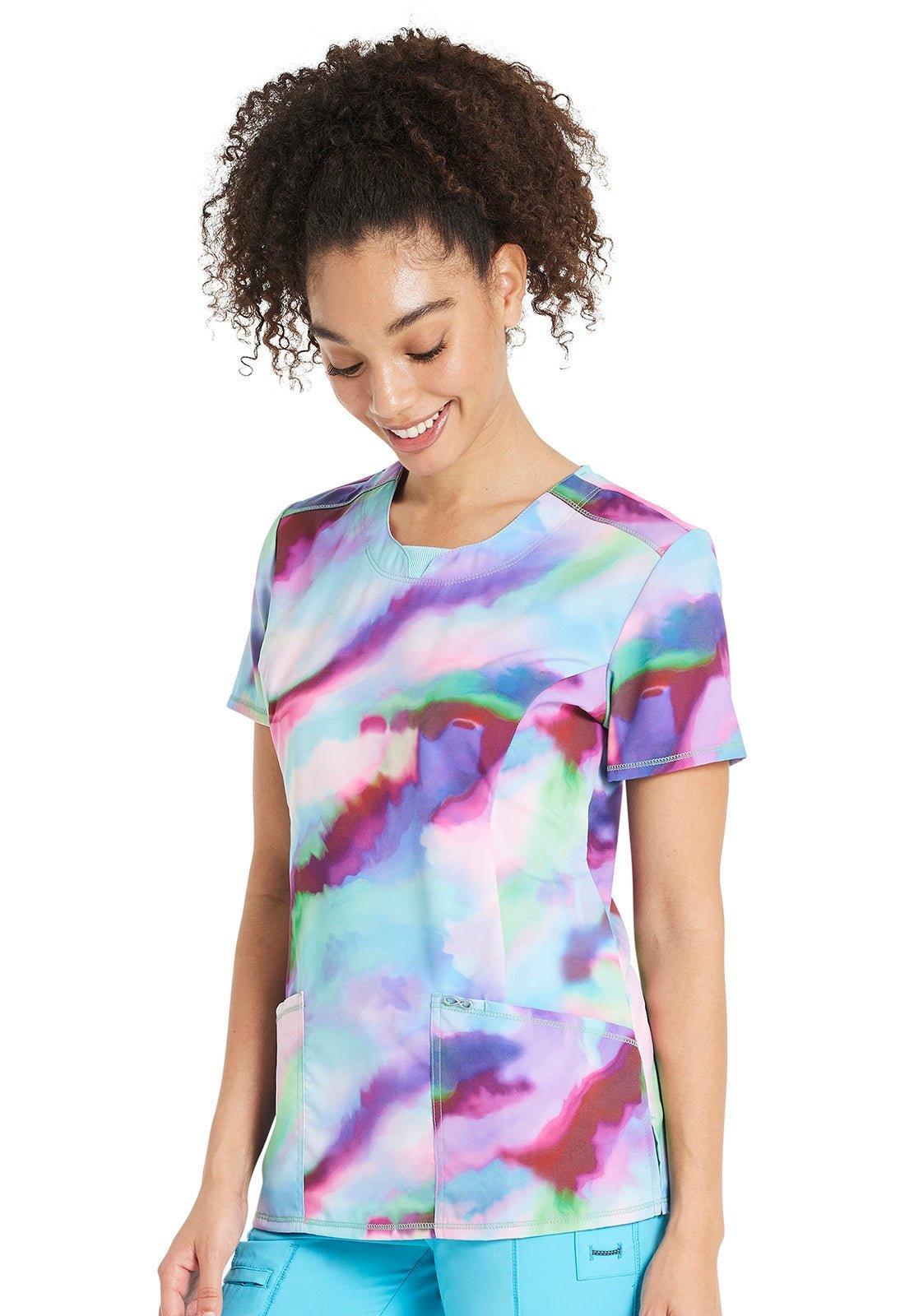 Painted Prism Cherokee Print Round Neck Scrub Top CK609 PDPM - Scrubs Select