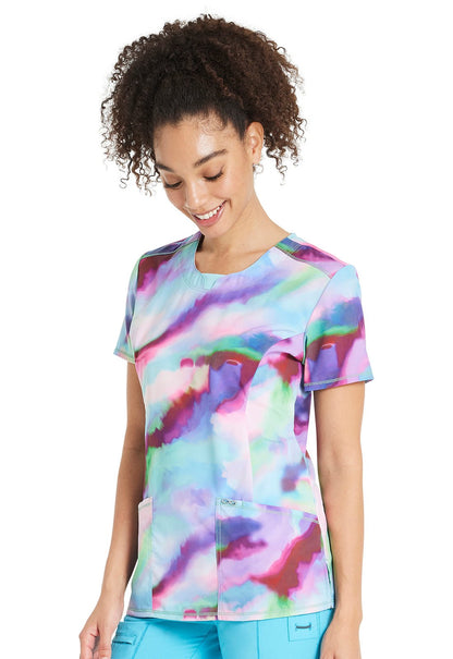 Painted Prism Cherokee Print Round Neck Scrub Top CK609 PDPM - Scrubs Select