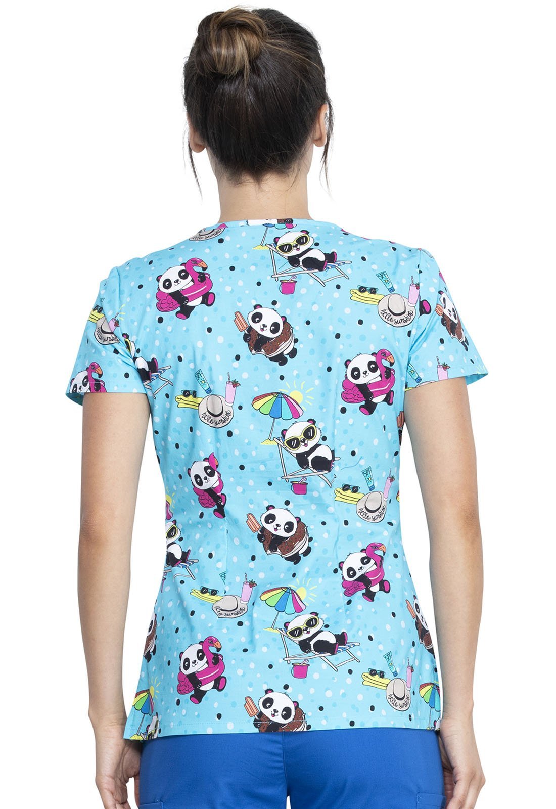 Panda Dickies EDS Print V Neck Scrub Top DK700 HELS - Scrubs Select
