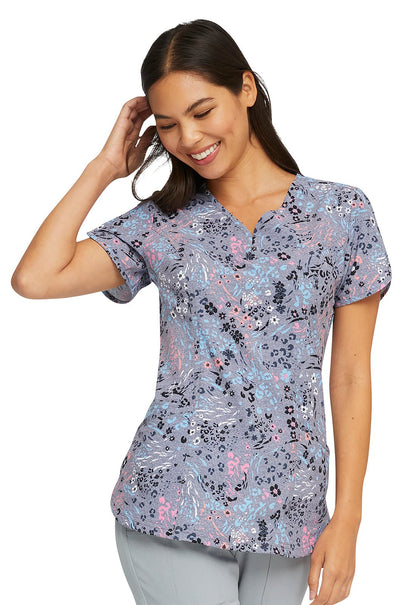 Patterned Heartsoul Print V Neck Scrub Top HS643 STWS - Scrubs Select