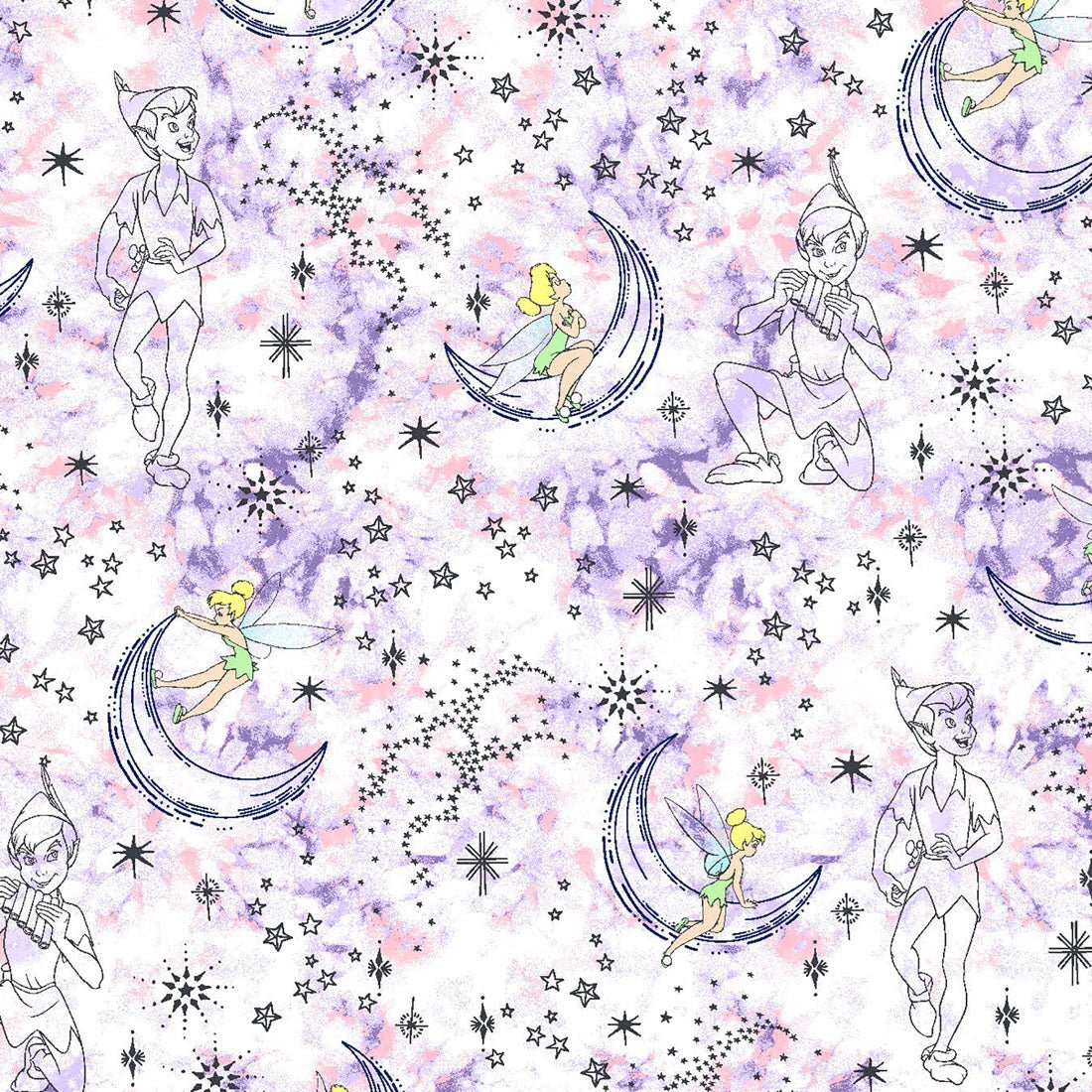 Peter Pan Tinker Bell Heartsoul Disney Print V Neck Scrub Top HS663 PEGD - Scrubs Select