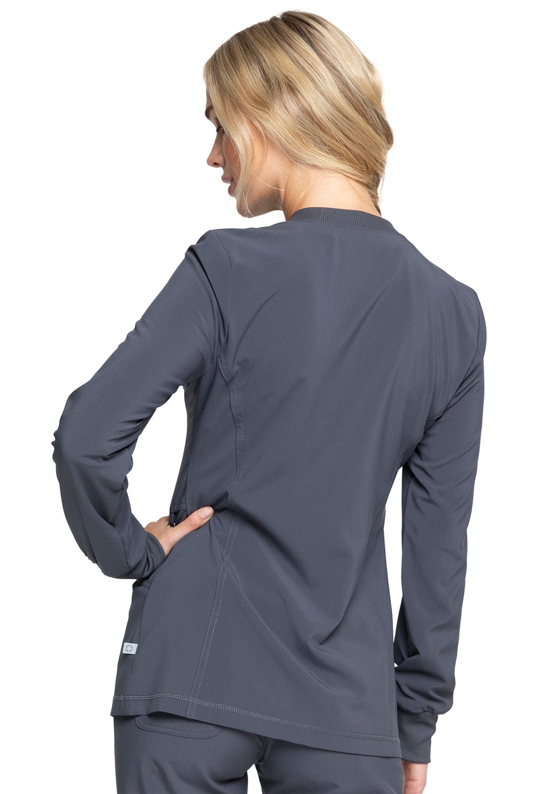 Pewter Cherokee Infinity Zip Front Scrub Jacket CK370A PWPS - Scrubs Select