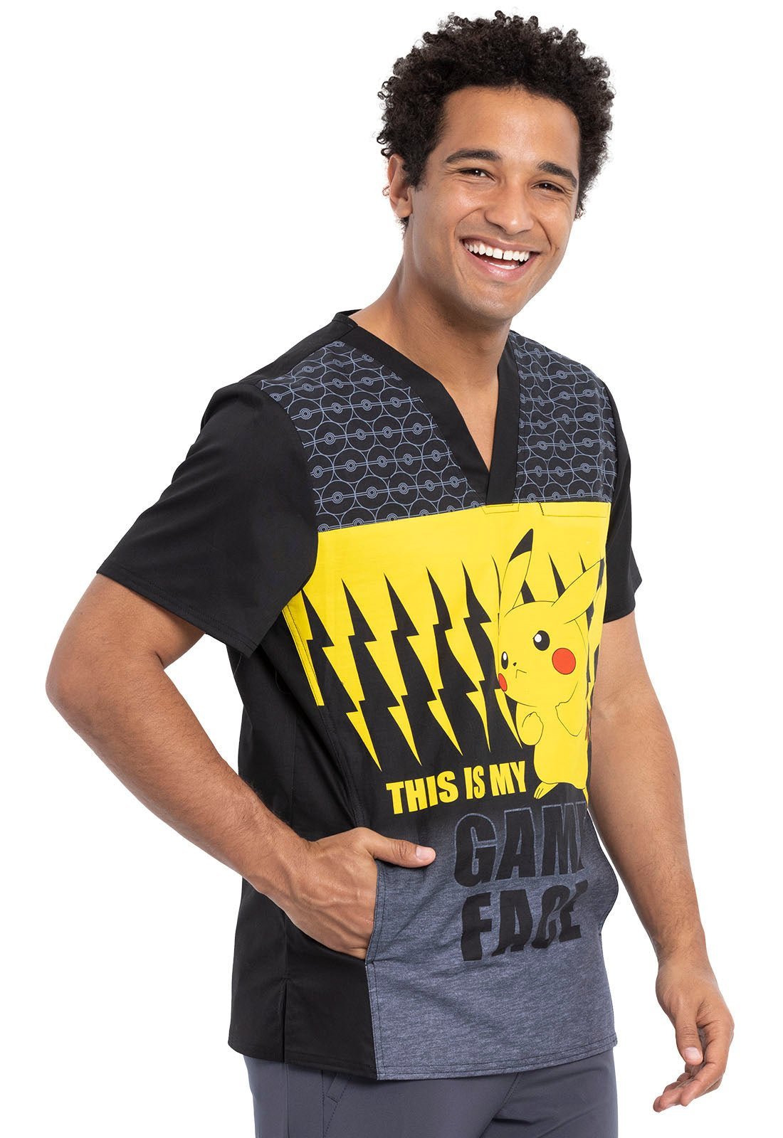 Pichu Tooniforms Pokemon Men's V Neck Scrub Top TF704 PMMF - Scrubs Select