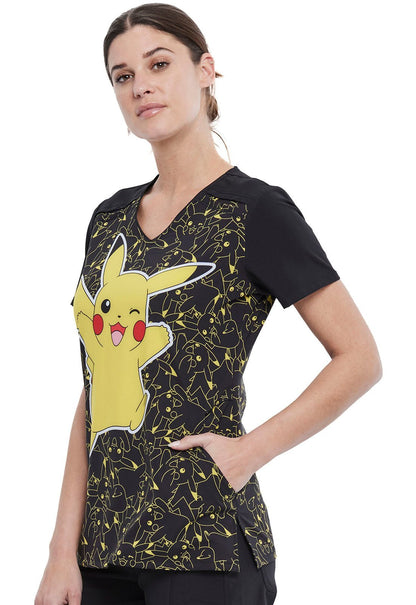 Pikachu Tooniforms Licensed V - Neck Scrub Top TF639 PMPZ - Scrubs Select