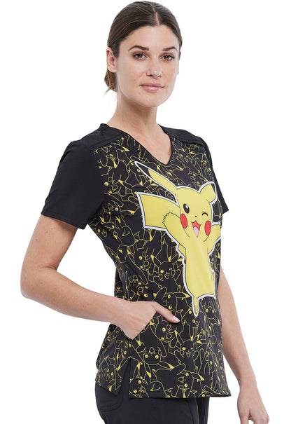 Pikachu Tooniforms Licensed V - Neck Scrub Top TF639 PMPZ - Scrubs Select