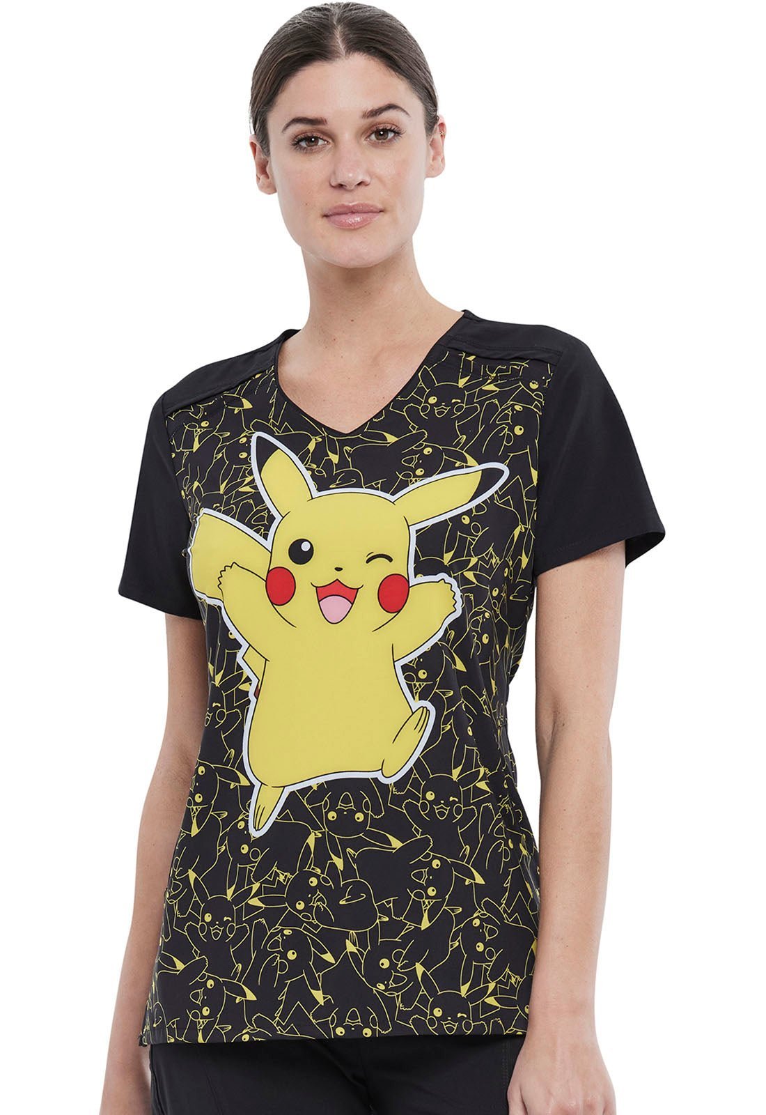 Pikachu Tooniforms Licensed V - Neck Scrub Top TF639 PMPZ - Scrubs Select