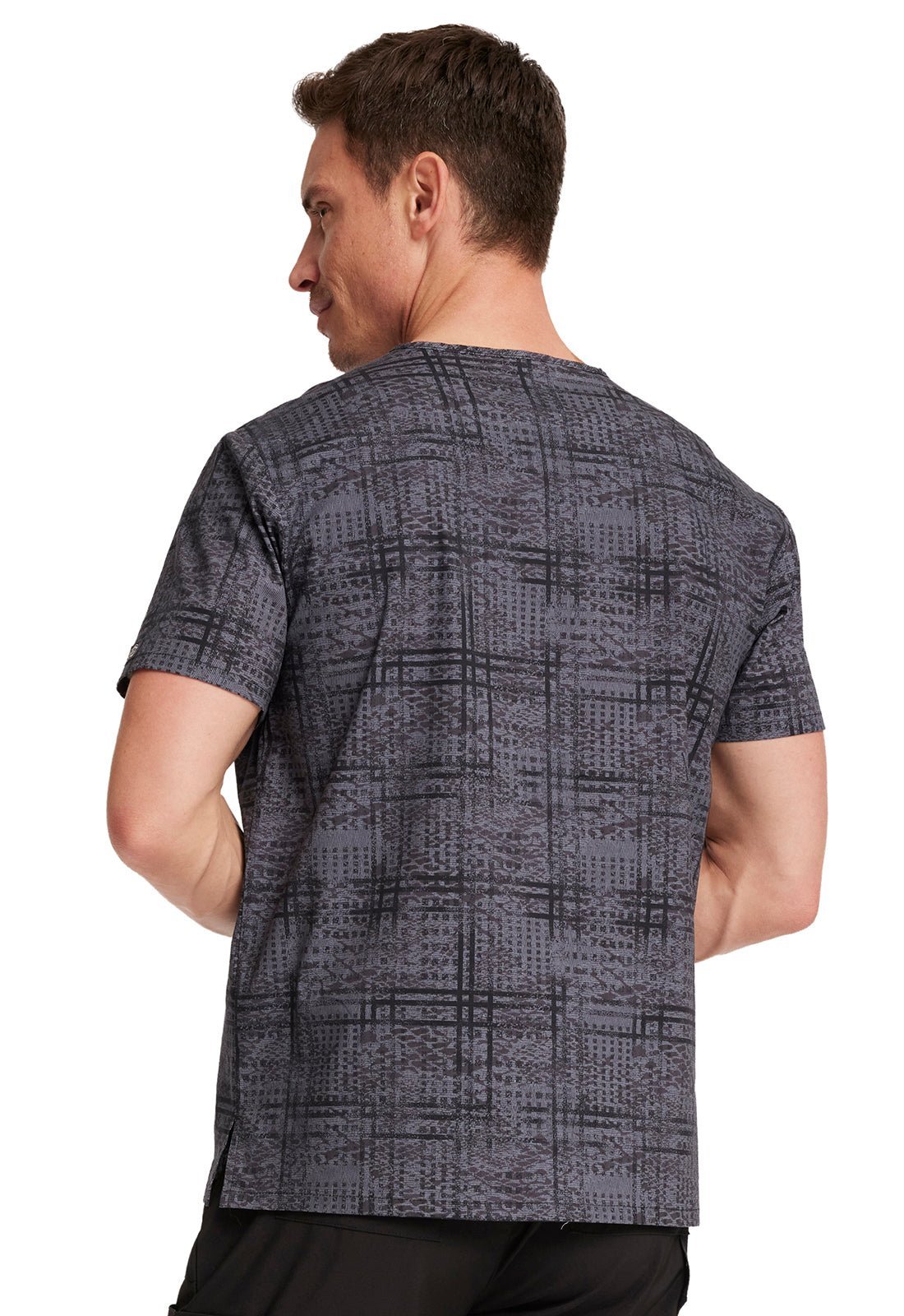 Plaid Distress Dickies Print Men's V Neck Scrub Top DK725 PLDS - Scrubs Select