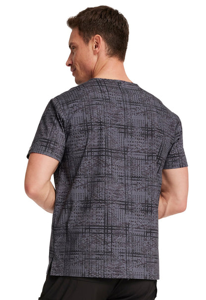 Plaid Distress Dickies Print Men's V Neck Scrub Top DK725 PLDS - Scrubs Select