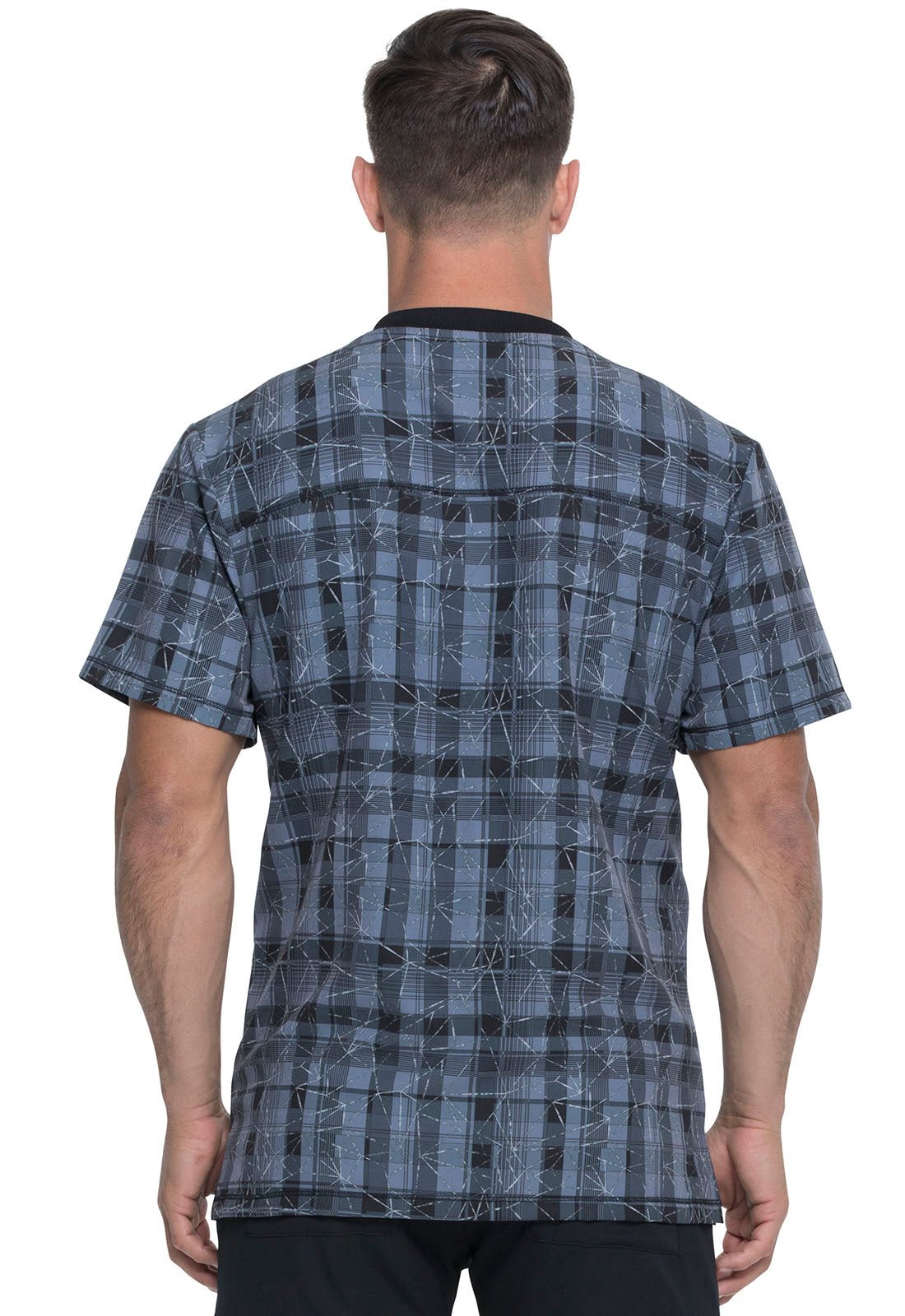Plaid Print Men's V Neck Scrub Top DK607 PDPW - Scrubs Select