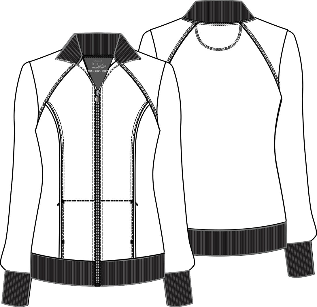 Polka Dots Cherokee Print Zip Front Scrub Jacket CK372 PKNV - Scrubs Select