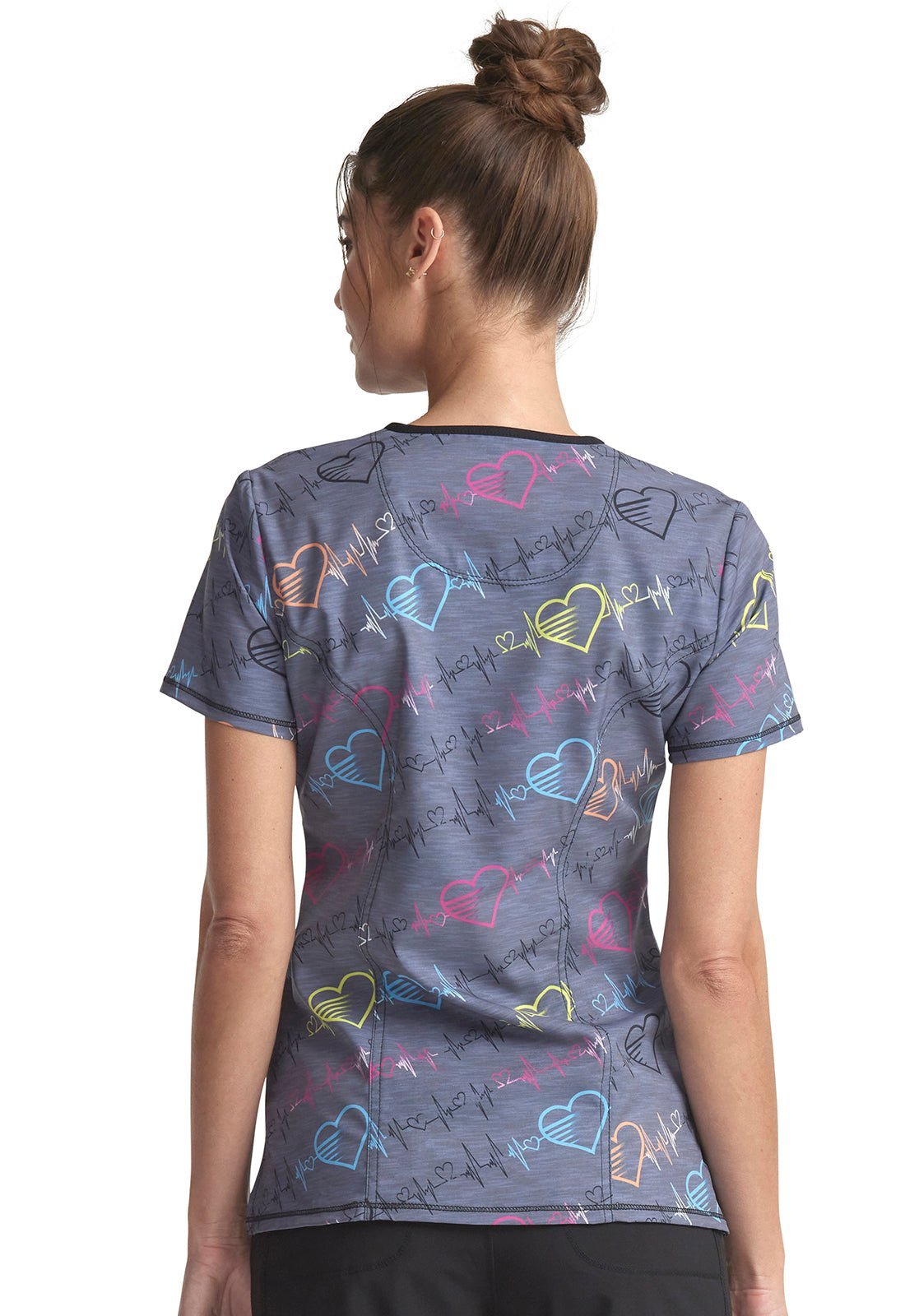 Pop Beats Cherokee Print Round Neck Scrub Top CK609 PBTS - Scrubs Select