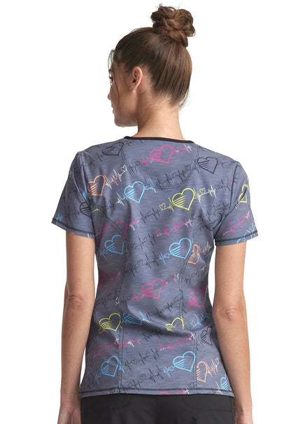 Pop Beats Cherokee Print Round Neck Scrub Top CK609 PBTS - Scrubs Select