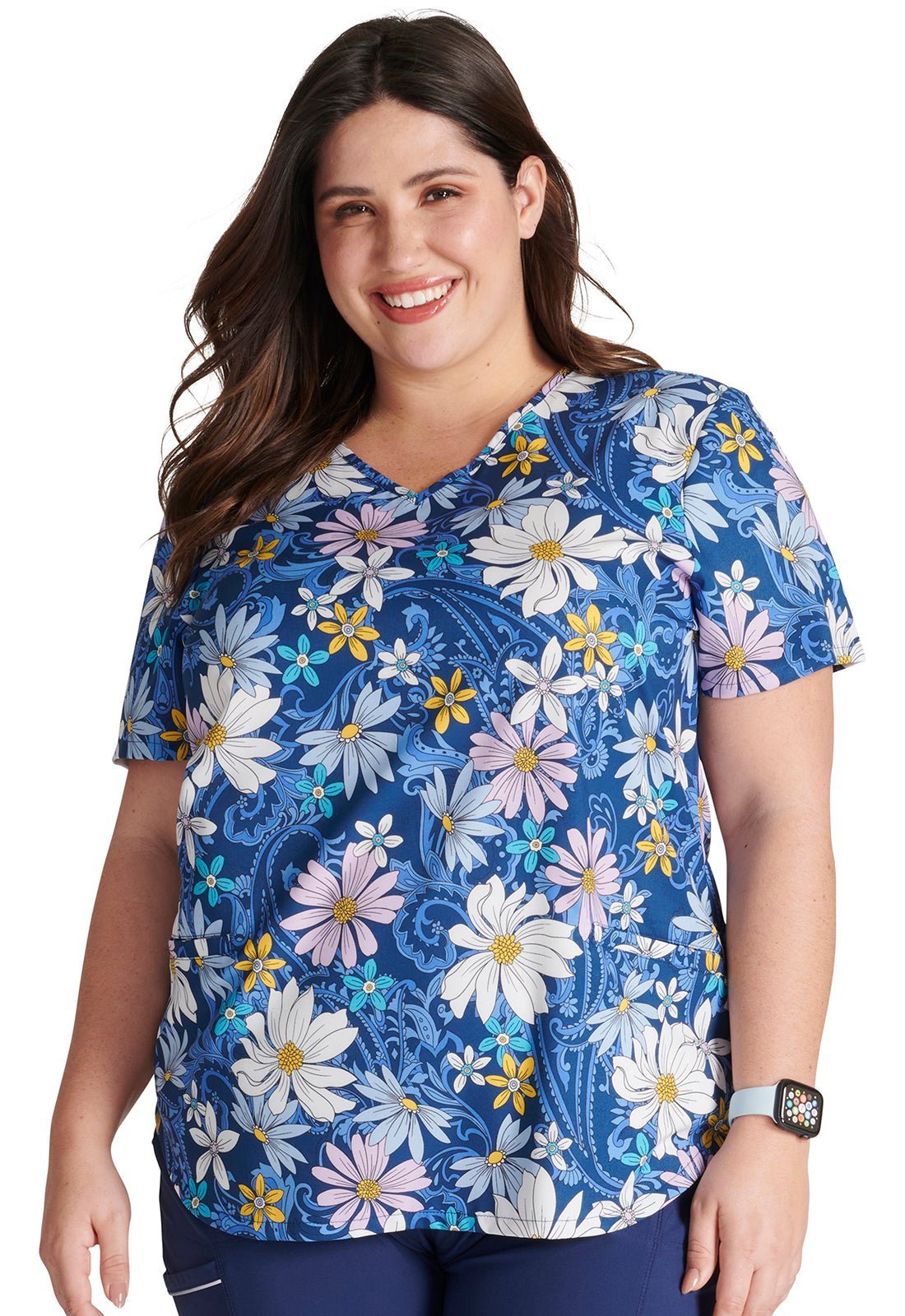 Cherokee Prairie Paisley V-Neck Scrub Top CK637 PYSL - Women's Medical ...