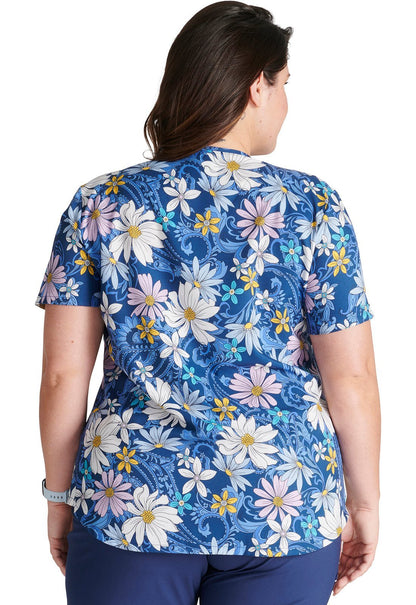 Prairie Paisley Cherokee Print V Neck Scrub Top CK637 PYSL - Scrubs Select