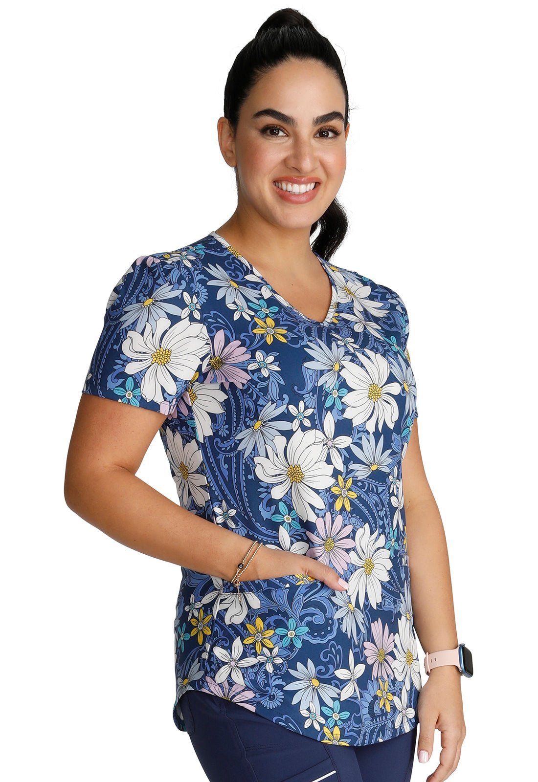 Prairie Paisley Cherokee Print V Neck Scrub Top CK637 PYSL - Scrubs Select