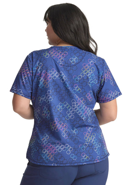 Prism Points Cherokee Infinity Print Round Neck Scrub Top CK880 PSIT - Scrubs Select