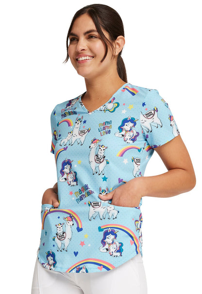 Rainbow Mamas Cherokee Animal Print V Neck Scrub Top CK637 RBMA - Scrubs Select
