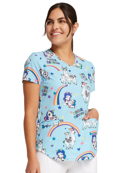 Rainbow Mamas Cherokee Animal Print V Neck Scrub Top CK637 RBMA - Scrubs Select