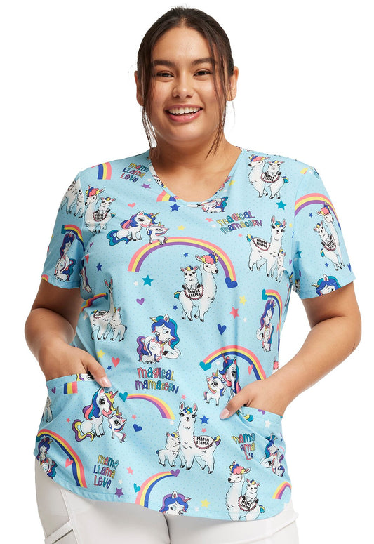Rainbow Mamas Cherokee Animal Print V Neck Scrub Top CK637 RBMA - Scrubs Select