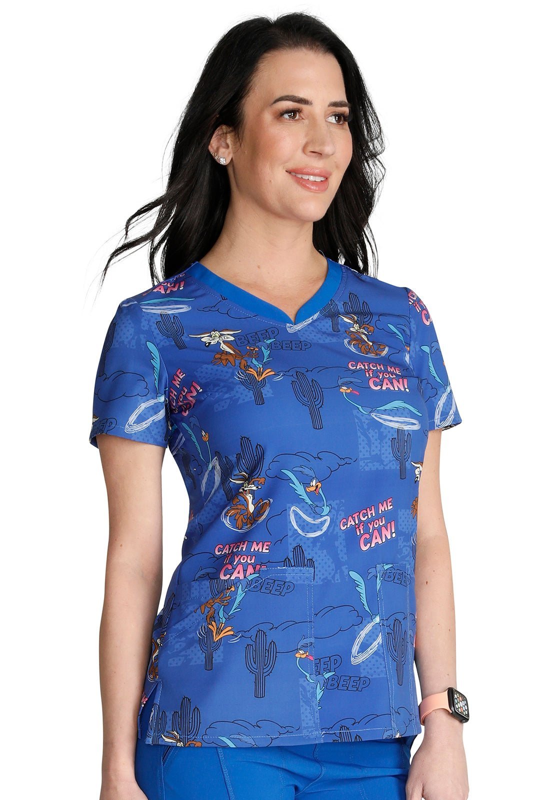 RoadRunner Cherokee Tooniforms Licensed Looney Tunes V Neck Scrub Top TF671 LTCM - Scrubs Select