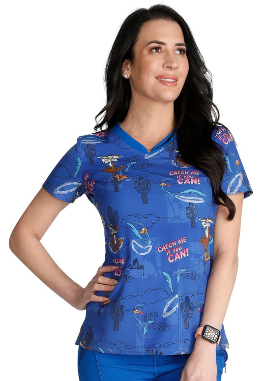 RoadRunner Cherokee Tooniforms Licensed Looney Tunes V Neck Scrub Top TF671 LTCM - Scrubs Select