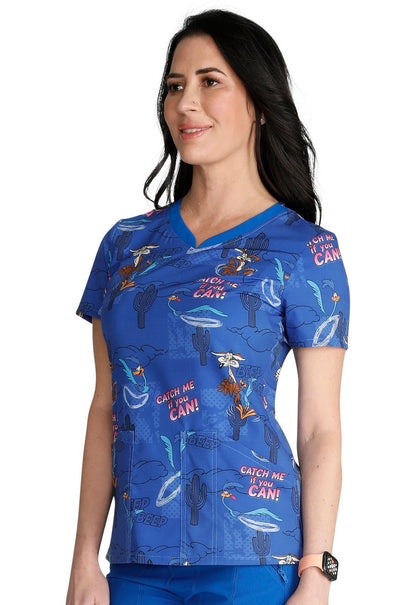 RoadRunner Cherokee Tooniforms Licensed Looney Tunes V Neck Scrub Top TF671 LTCM - Scrubs Select