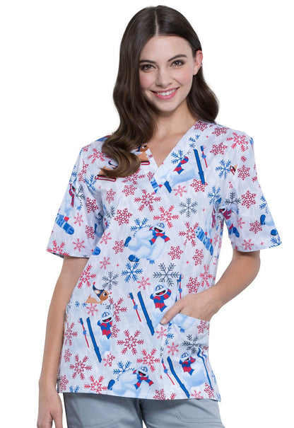 Rudolph Tooniforms Licensed Christmas Unisex V Neck Scrub Top TF606 RUBM - Scrubs Select
