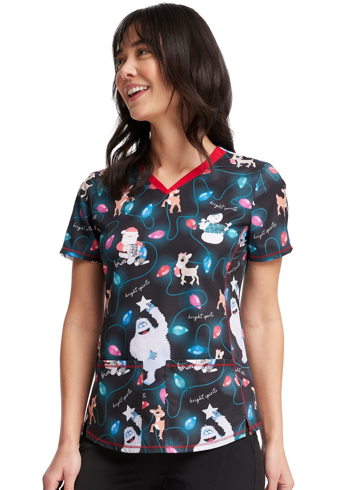 Rudolph Tooniforms Licensed Christmas V Neck Scrub Top TF784 RUIR - Scrubs Select
