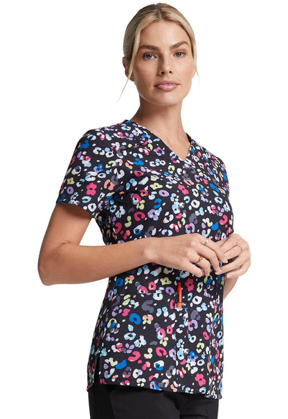Safari Pop Dickies Print V Neck Scrub Top DK616 SFPP - Scrubs Select