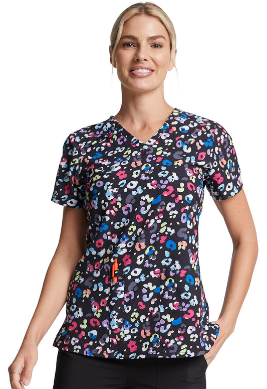 Safari Pop Dickies Print V Neck Scrub Top DK616 SFPP - Scrubs Select