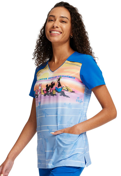 Sensational Sunset Cherokee Tooniforms Licensed Disney V Neck Scrub Top TF645 MKTV - Scrubs Select