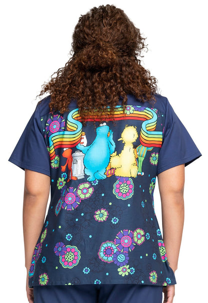 Sesame Street Cherokee Tooniforms Licensed V - Neck Scrub Top TF639 SWCG - Scrubs Select