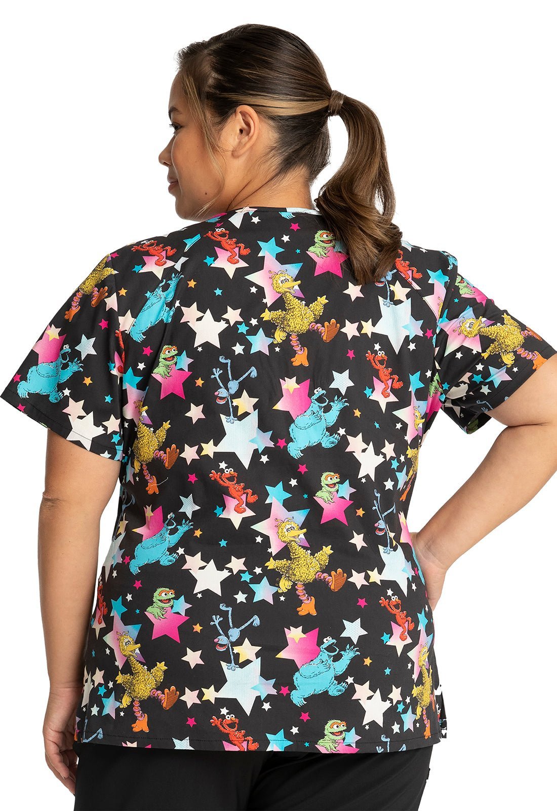 Sesame Street Cherokee Tooniforms V Neck Scrub Top TF659 SWOF - Scrubs Select