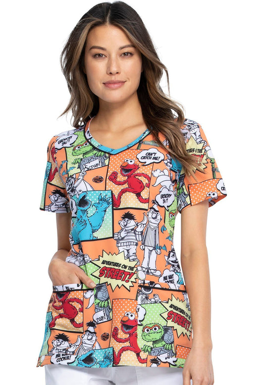 Sesame Street Tooniforms Licensed V - Neck Scrub Top TF633 SWDU - Scrubs Select