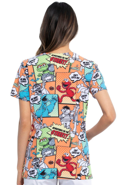 Sesame Street Tooniforms Licensed V-Neck Scrub Top TF633 SWDU - Scrubs Select