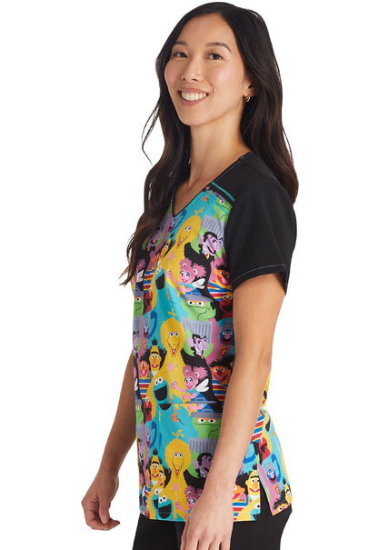 Sesame Street Tooniforms Licensed V Neck Scrub Top TF645 SWWG - Scrubs Select