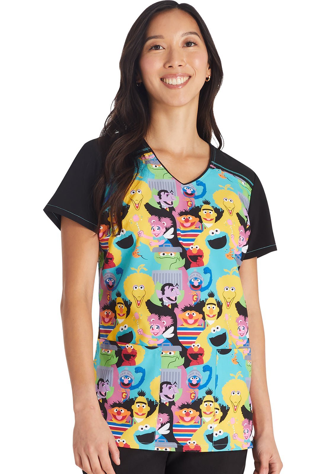 Sesame Street Tooniforms Licensed V Neck Scrub Top TF645 SWWG - Scrubs Select