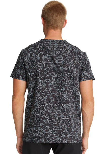 Shark Fish Cherokee Print Unisex V Neck Scrub Top CK691 STKH - Scrubs Select