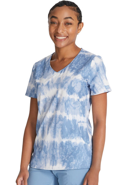 Shibori Stripes Dickies EDS Print V Neck Scrub Top DK881 SHSE - Scrubs Select